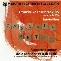 Rencontres autour de la poésie de Pascale Petit. Le dimanche 22 novembre 2015 à Saint-Arnoult-En-Yvelines. Yvelines.  15H00